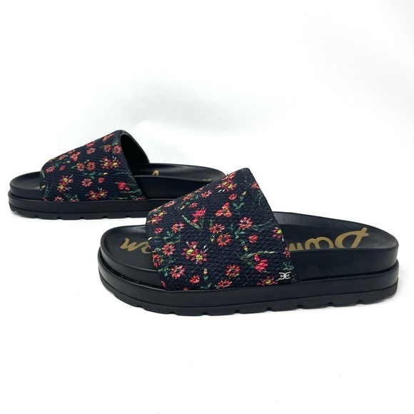 Sam Edelman Shaye Floral Faux Leather Slip On Flatform Sandals Size 10 - Picture 4 of 9